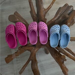 ALL 3 CROCS Pink and Blue Sandals with Ventilation Holes